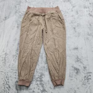 Love Tree‎ Happens Pants Womens XS Brown Linen Viscose Crop Jogger Casual Airy